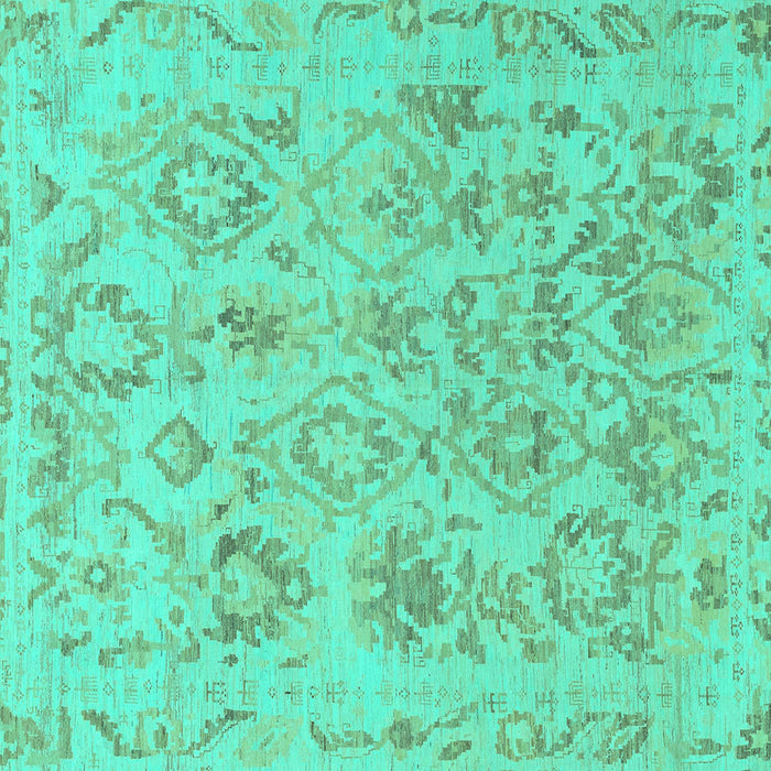 Square Oriental Turquoise Traditional Rug, abs1755turq