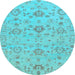 Round Oriental Light Blue Traditional Rug, abs1756lblu