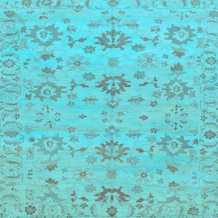 Square Machine Washable Oriental Light Blue Traditional Rug, wshabs1756lblu