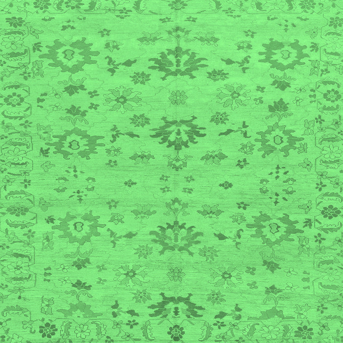 Square Machine Washable Oriental Emerald Green Traditional Area Rugs, wshabs1756emgrn