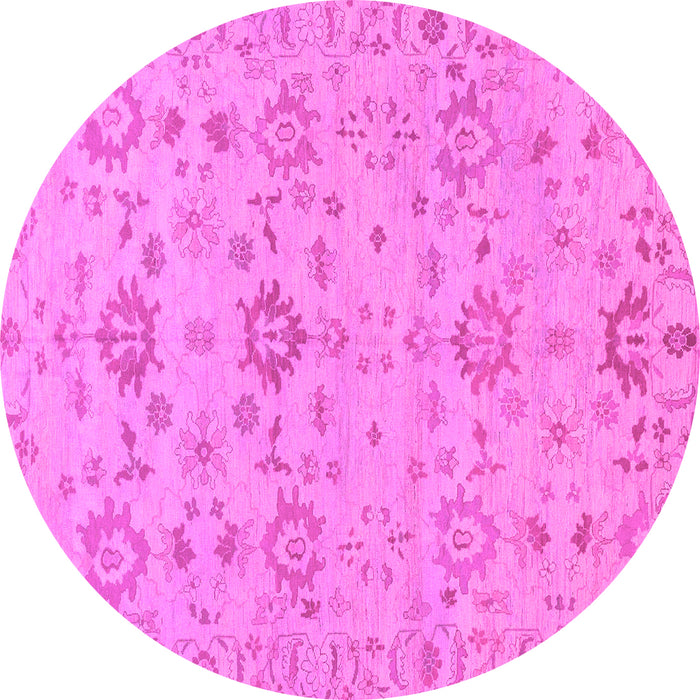 Round Machine Washable Oriental Pink Traditional Rug, wshabs1756pnk