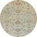 Round Abstract Camel Brown Oriental Rug, abs1756