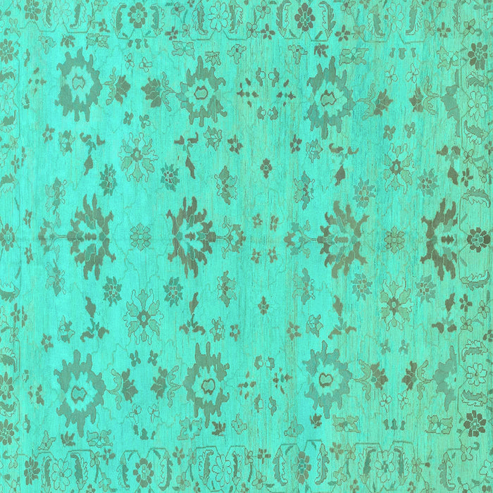 Square Machine Washable Oriental Turquoise Traditional Area Rugs, wshabs1756turq