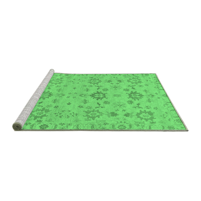 Sideview of Machine Washable Oriental Emerald Green Traditional Area Rugs, wshabs1756emgrn