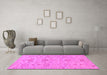 Machine Washable Oriental Pink Traditional Rug in a Living Room, wshabs1756pnk