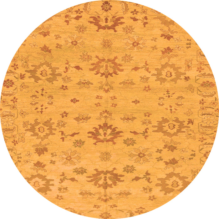 Round Machine Washable Oriental Orange Traditional Area Rugs, wshabs1756org