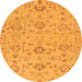 Round Machine Washable Oriental Orange Traditional Area Rugs, wshabs1756org