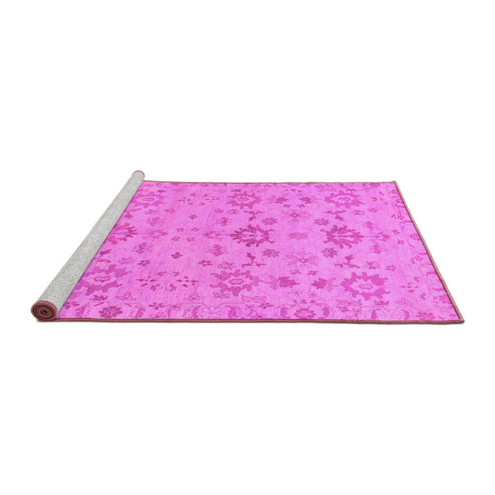 Sideview of Machine Washable Oriental Pink Traditional Rug, wshabs1756pnk