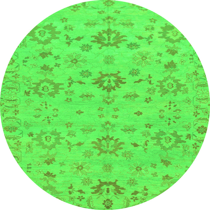 Round Machine Washable Oriental Green Traditional Area Rugs, wshabs1756grn
