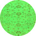 Round Machine Washable Oriental Green Traditional Area Rugs, wshabs1756grn