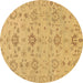 Round Machine Washable Oriental Brown Traditional Rug, wshabs1756brn