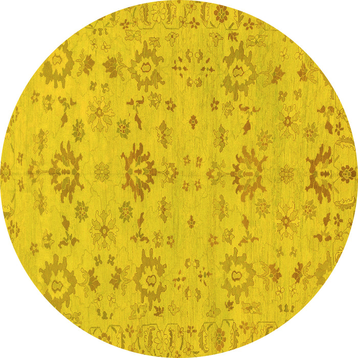 Round Oriental Yellow Traditional Rug, abs1756yw