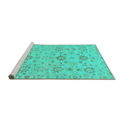 Sideview of Machine Washable Oriental Turquoise Traditional Area Rugs, wshabs1756turq