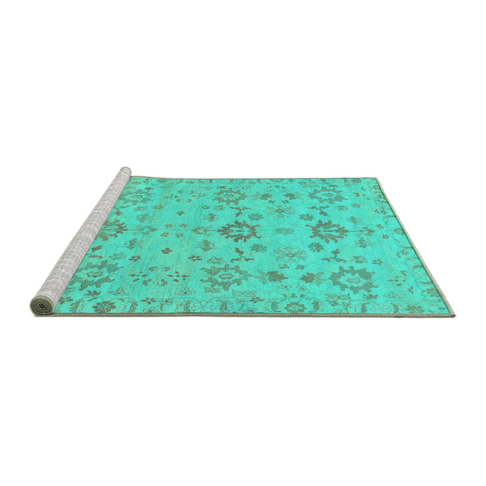 Sideview of Machine Washable Oriental Turquoise Traditional Area Rugs, wshabs1756turq