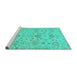 Sideview of Machine Washable Oriental Turquoise Traditional Area Rugs, wshabs1756turq