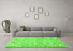 Machine Washable Oriental Green Traditional Area Rugs in a Living Room,, wshabs1757grn