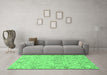 Machine Washable Oriental Emerald Green Traditional Area Rugs in a Living Room,, wshabs1757emgrn