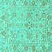 Square Machine Washable Oriental Turquoise Traditional Area Rugs, wshabs1757turq