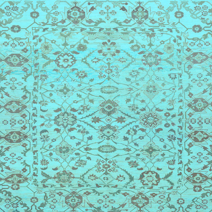 Square Oriental Light Blue Traditional Rug, abs1757lblu
