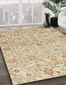 Abstract Brown Oriental Rug in Family Room, abs1757
