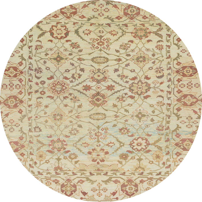 Round Abstract Brown Oriental Rug, abs1757