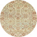 Round Abstract Brown Oriental Rug, abs1757