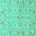 Square Oriental Turquoise Traditional Rug, abs1757turq