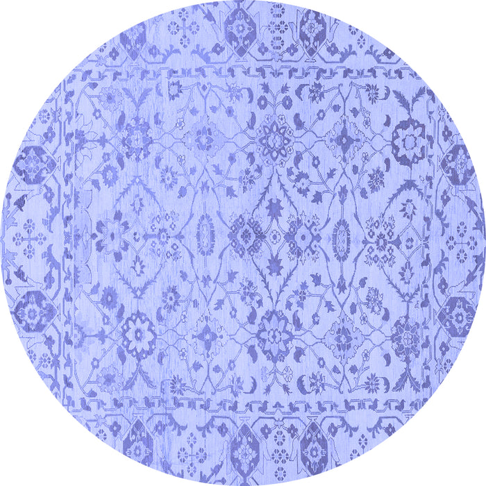 Round Machine Washable Oriental Blue Traditional Rug, wshabs1757blu
