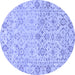 Round Machine Washable Oriental Blue Traditional Rug, wshabs1757blu