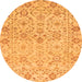 Round Machine Washable Oriental Orange Traditional Area Rugs, wshabs1757org