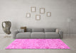 Machine Washable Oriental Pink Traditional Rug in a Living Room, wshabs1757pnk