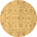 Round Oriental Brown Traditional Rug, abs1757brn