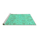 Sideview of Machine Washable Oriental Turquoise Traditional Area Rugs, wshabs1757turq