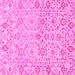 Square Machine Washable Oriental Pink Traditional Rug, wshabs1757pnk