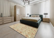 Machine Washable Abstract Brown Rug in a Bedroom, wshabs1757