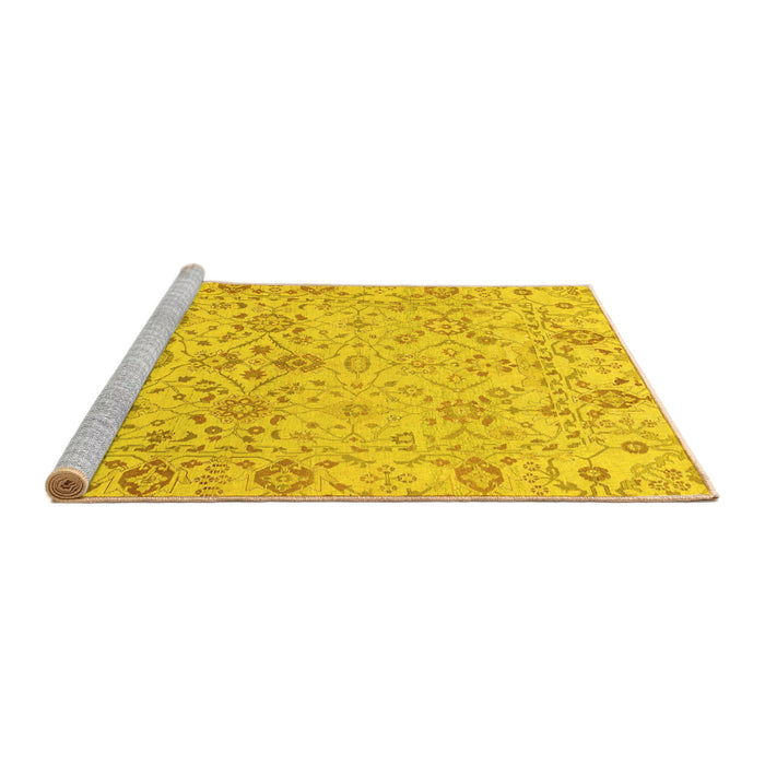 Sideview of Machine Washable Oriental Yellow Traditional Rug, wshabs1757yw
