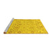 Sideview of Machine Washable Oriental Yellow Traditional Rug, wshabs1757yw