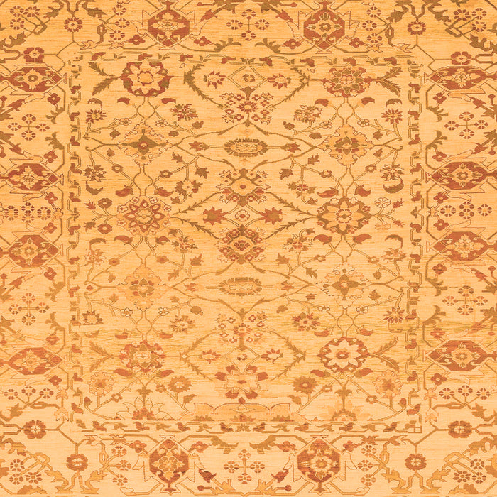 Square Machine Washable Oriental Orange Traditional Area Rugs, wshabs1757org