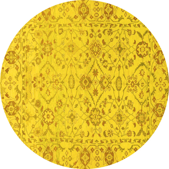 Round Oriental Yellow Traditional Rug, abs1757yw