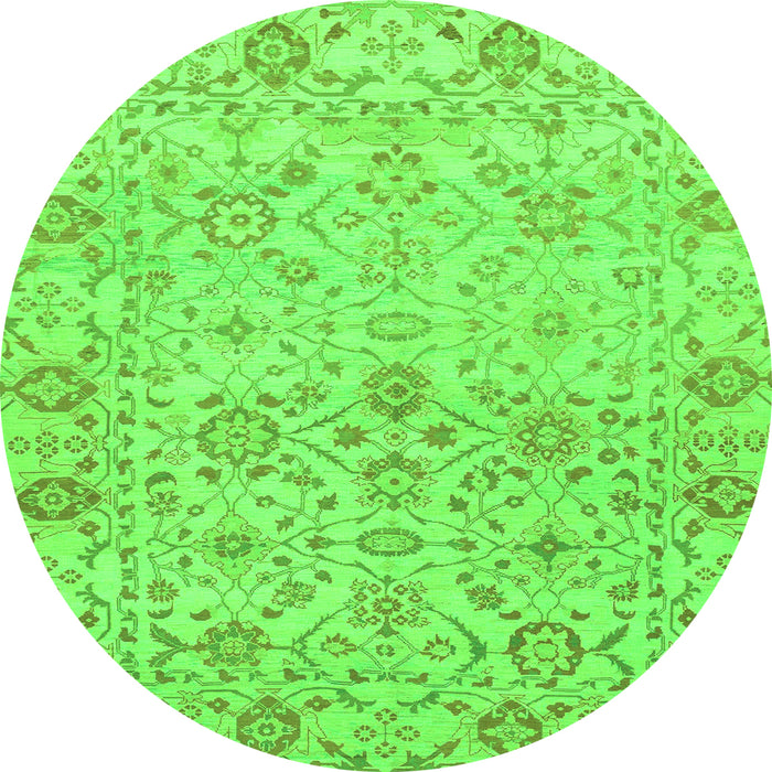 Round Oriental Green Traditional Rug, abs1757grn