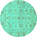 Round Oriental Turquoise Traditional Rug, abs1757turq