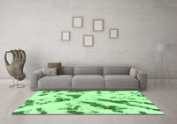 Machine Washable Abstract Emerald Green Modern Rug, wshabs1758emgrn