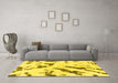 Machine Washable Abstract Yellow Modern Rug in a Living Room, wshabs1758yw