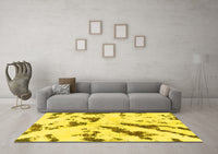 Machine Washable Abstract Yellow Modern Rug, wshabs1758yw