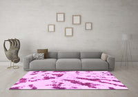 Machine Washable Abstract Pink Modern Rug, wshabs1758pnk