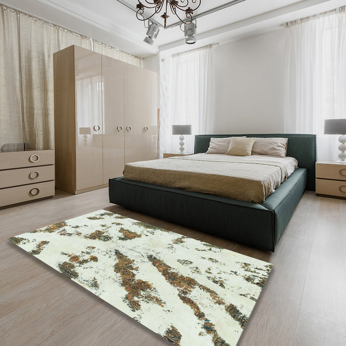 Abstract Brown Modern Rug in a Bedroom, abs1758