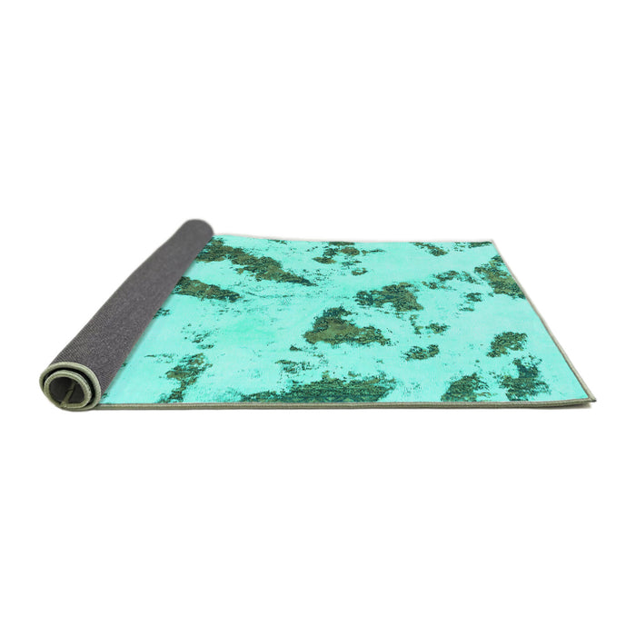 Sideview of Abstract Turquoise Modern Rug, abs1758turq