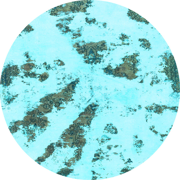 Round Abstract Light Blue Modern Rug, abs1758lblu