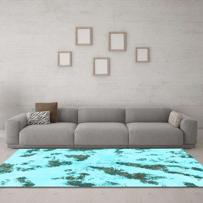 Machine Washable Abstract Light Blue Modern Rug in a Living Room, wshabs1758lblu