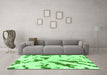 Machine Washable Abstract Green Modern Area Rugs in a Living Room,, wshabs1758grn